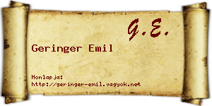 Geringer Emil névjegykártya
